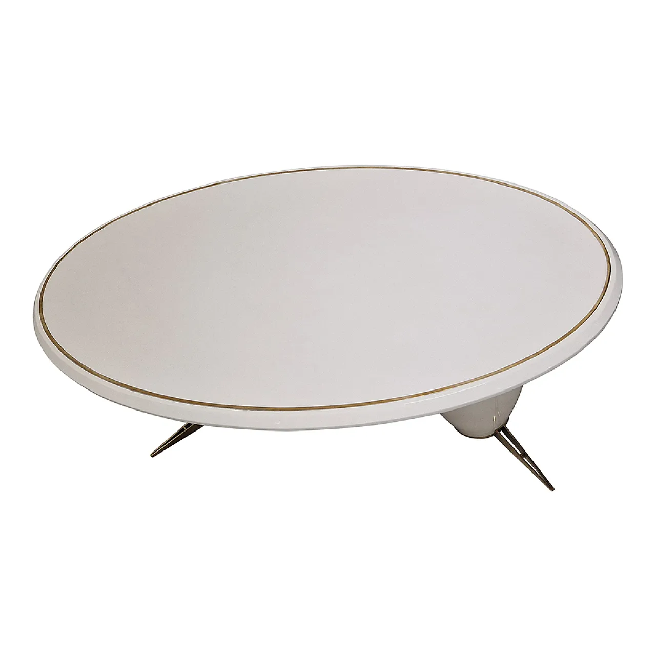 Oval table in white lacquered wood 6