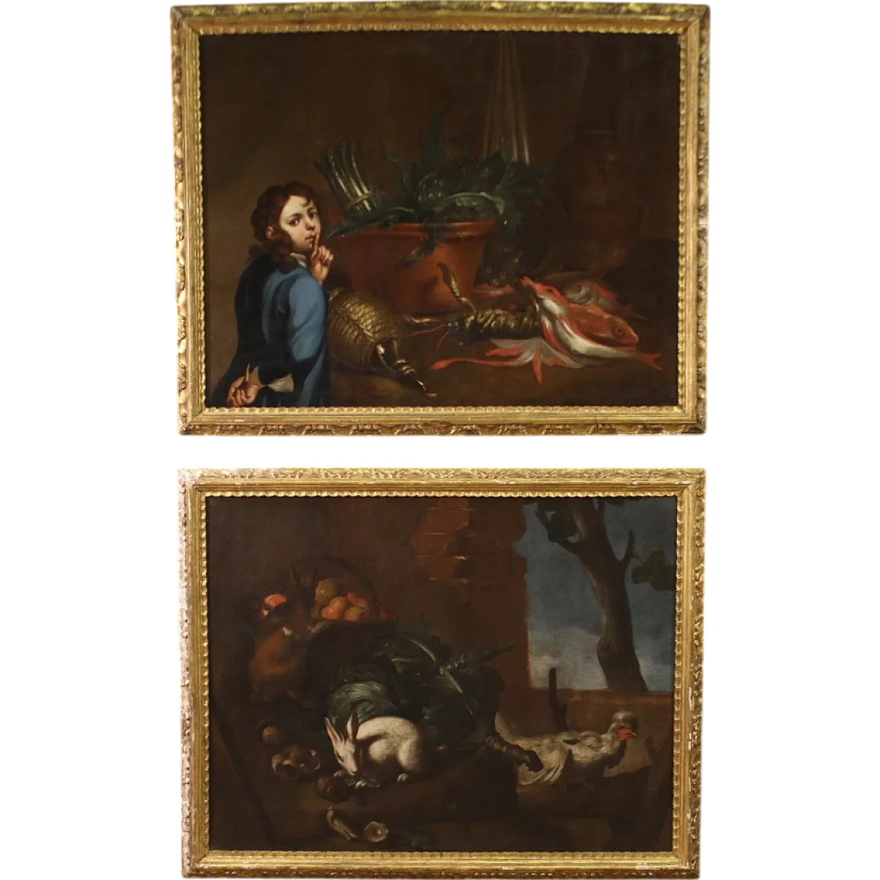 Genoese school, pair of still life paintings, oil on canvas,  17th c. 13