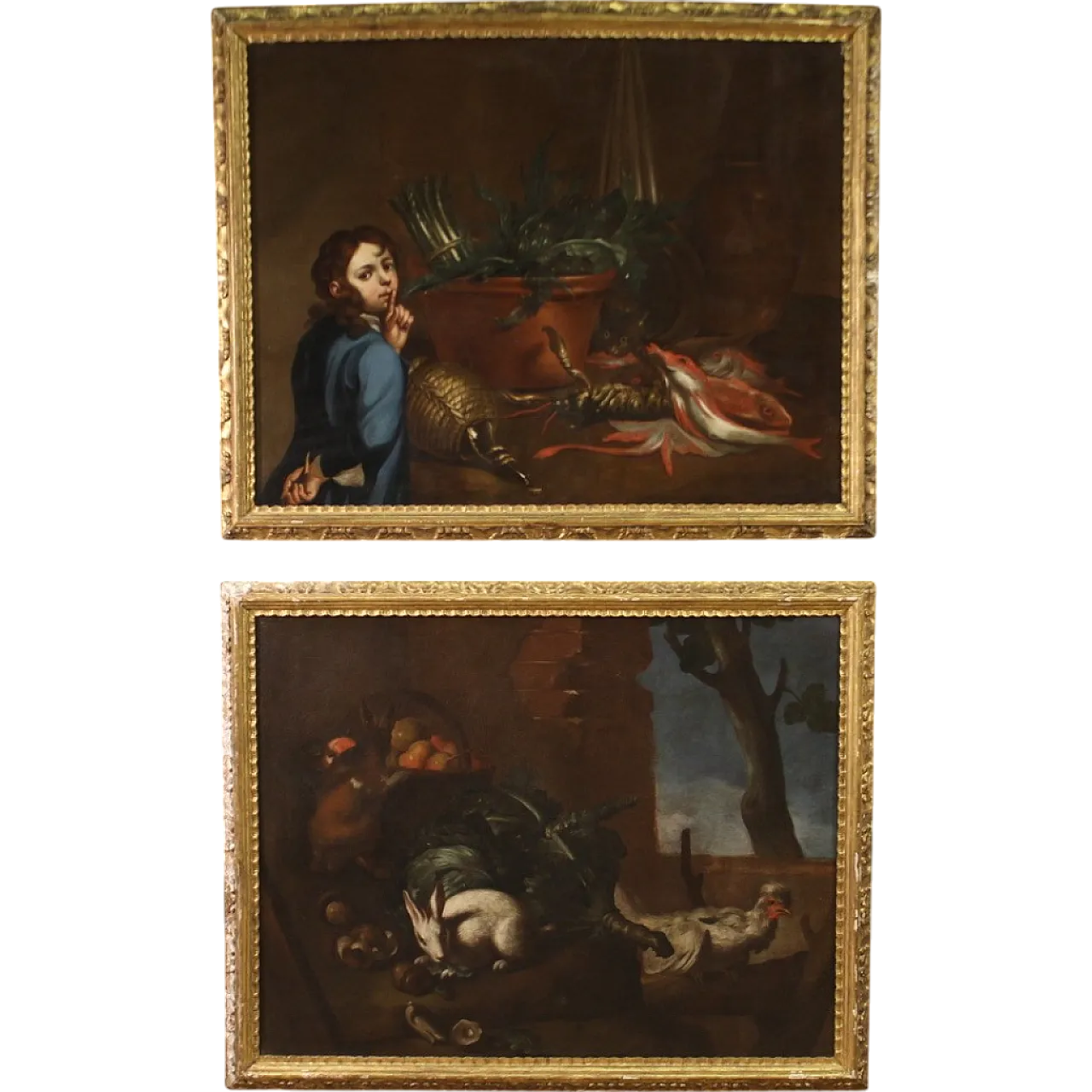 Genoese school, pair of still life paintings, oil on canvas,  17th c. 14