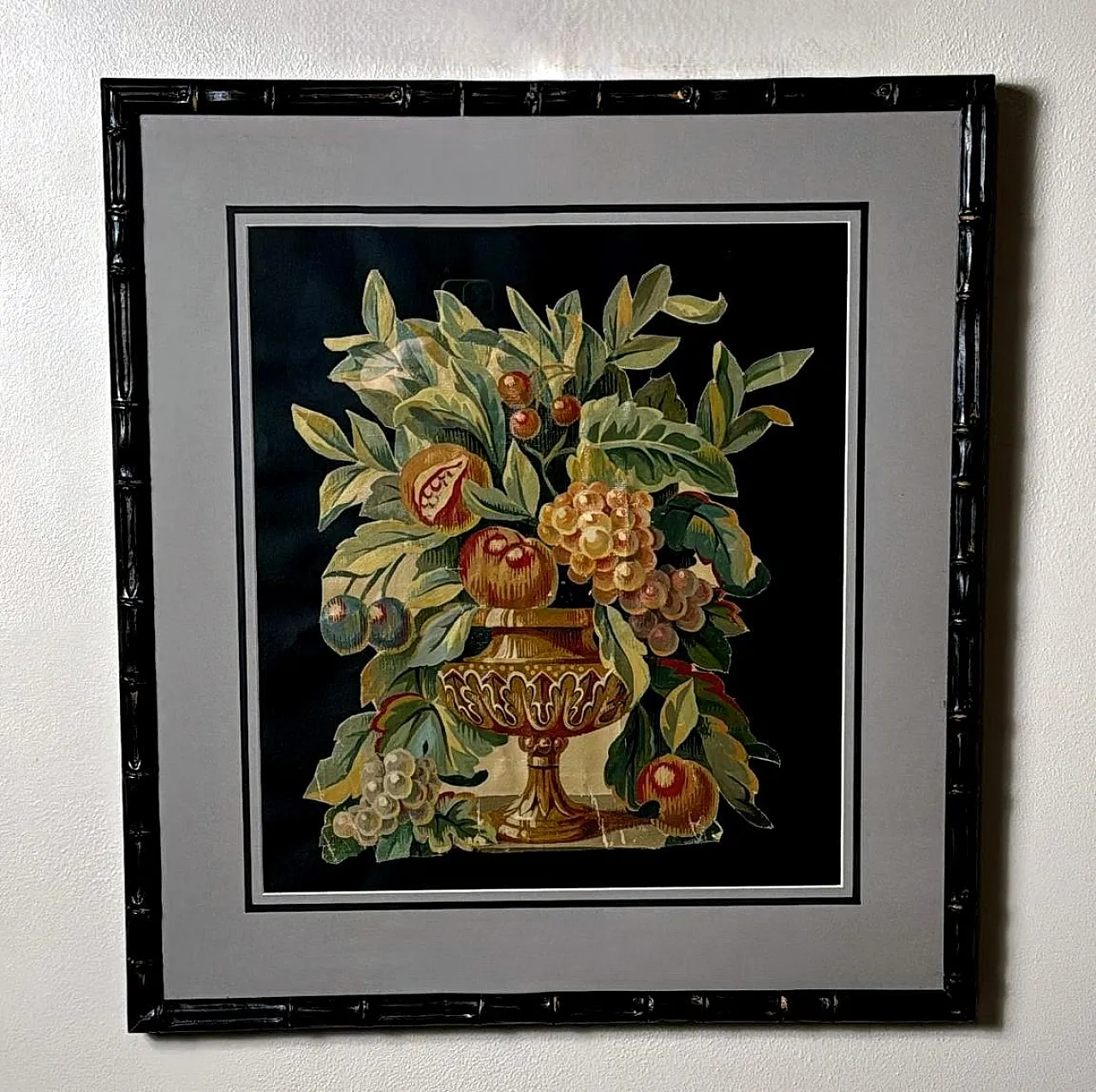 Oil on canvas cutout painting with wood frame, 18th century 2