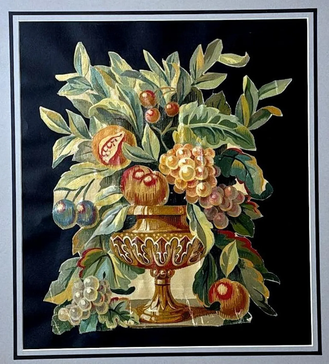 Oil on canvas cutout painting with wood frame, 18th century 3