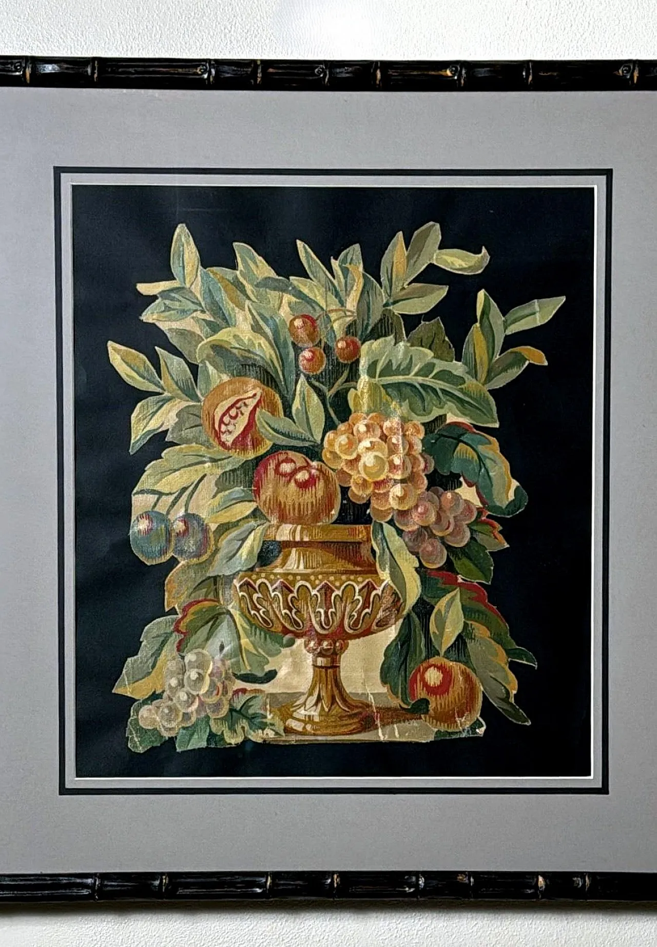 Oil on canvas cutout painting with wood frame, 18th century 4