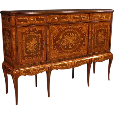 Large inlaid wooden bar cabinet sideboard, 20th century