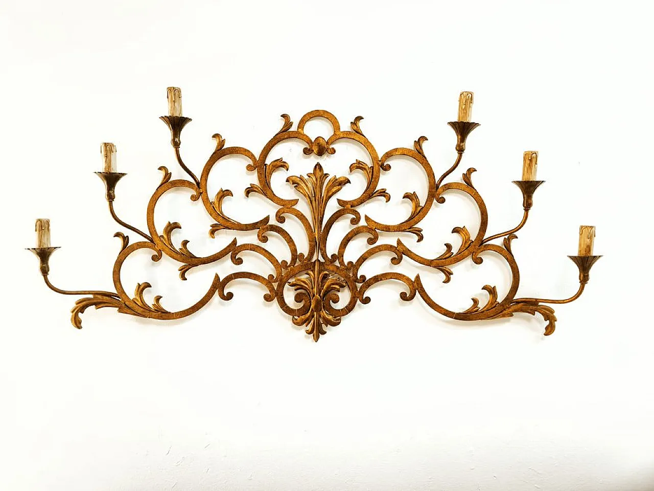 Wrought iron wall sconce with scrolls by Palladio, 1960s 2