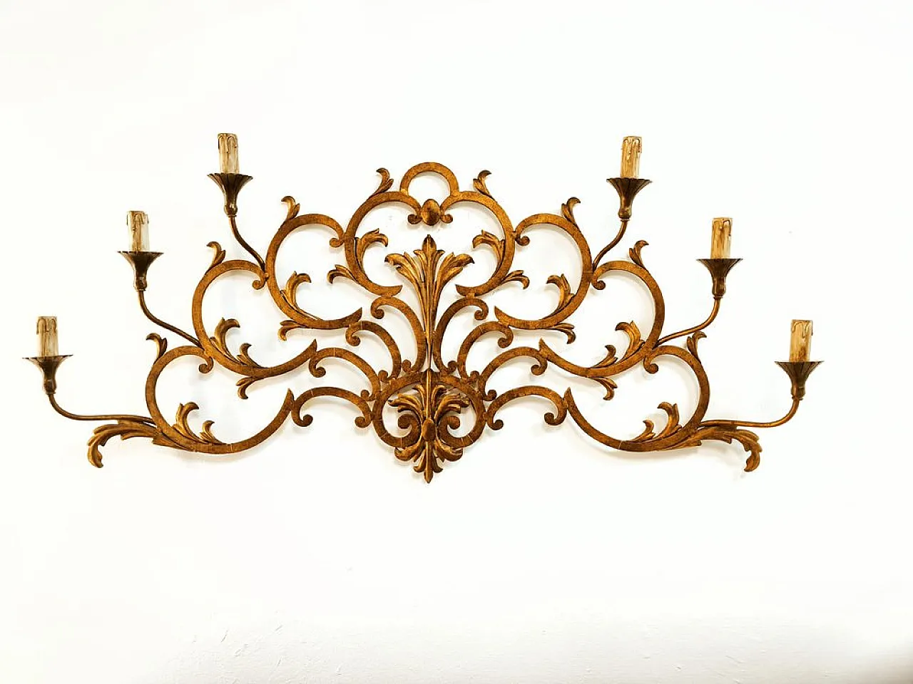 Wrought iron wall sconce with scrolls by Palladio, 1960s 10