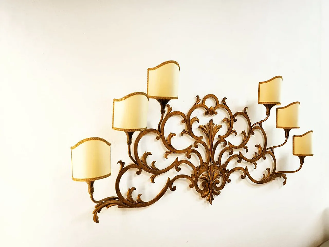 Wrought iron wall sconce with scrolls by Palladio, 1960s 12