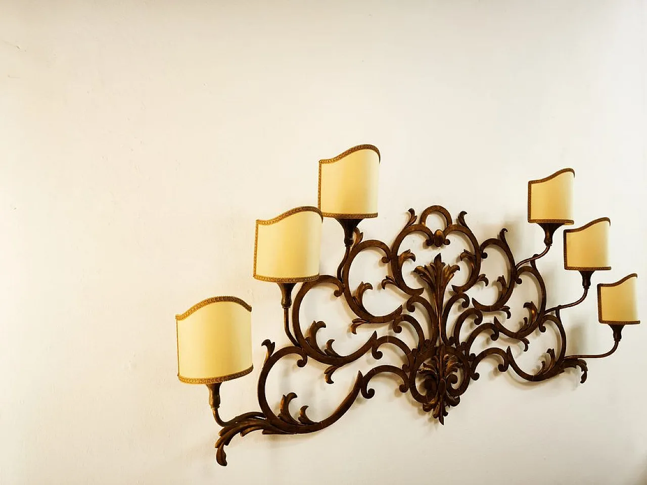 Wrought iron wall sconce with scrolls by Palladio, 1960s 13