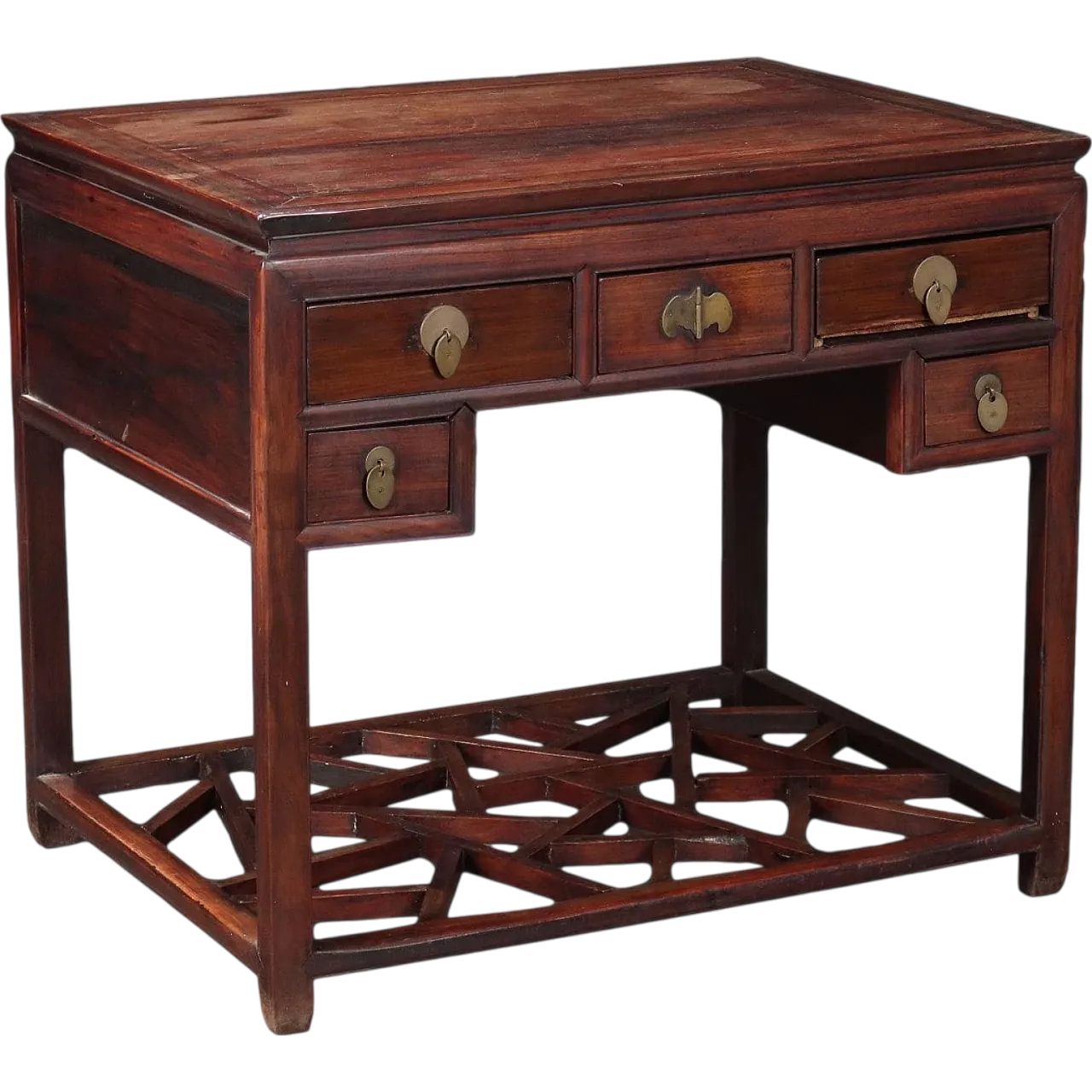 Antique Writing Desk Exotic Wood 5 Drawers China, 20th Century 10