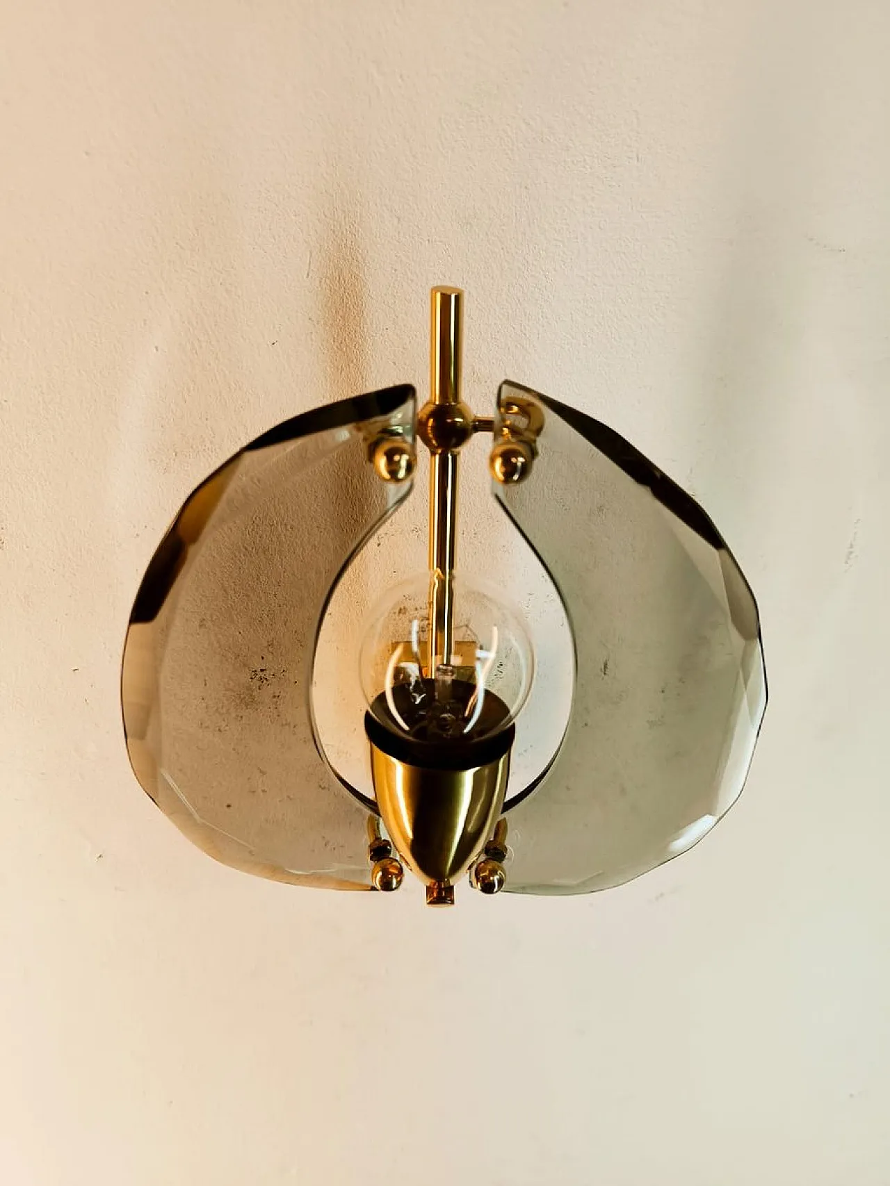 Brass wall light with double glass, 1950s 11