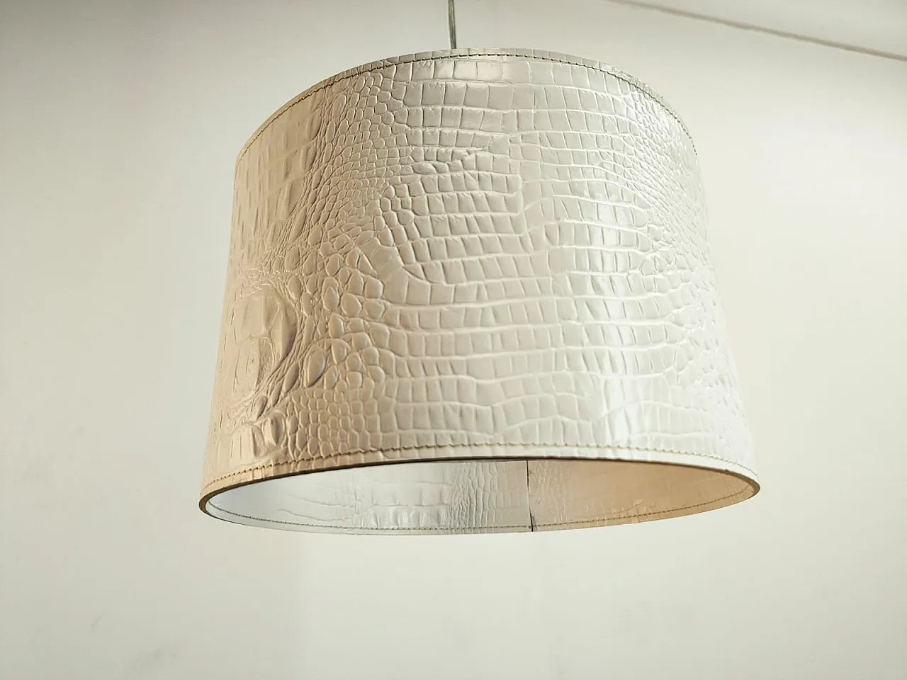 White leather pendant lamp, 1990s 1