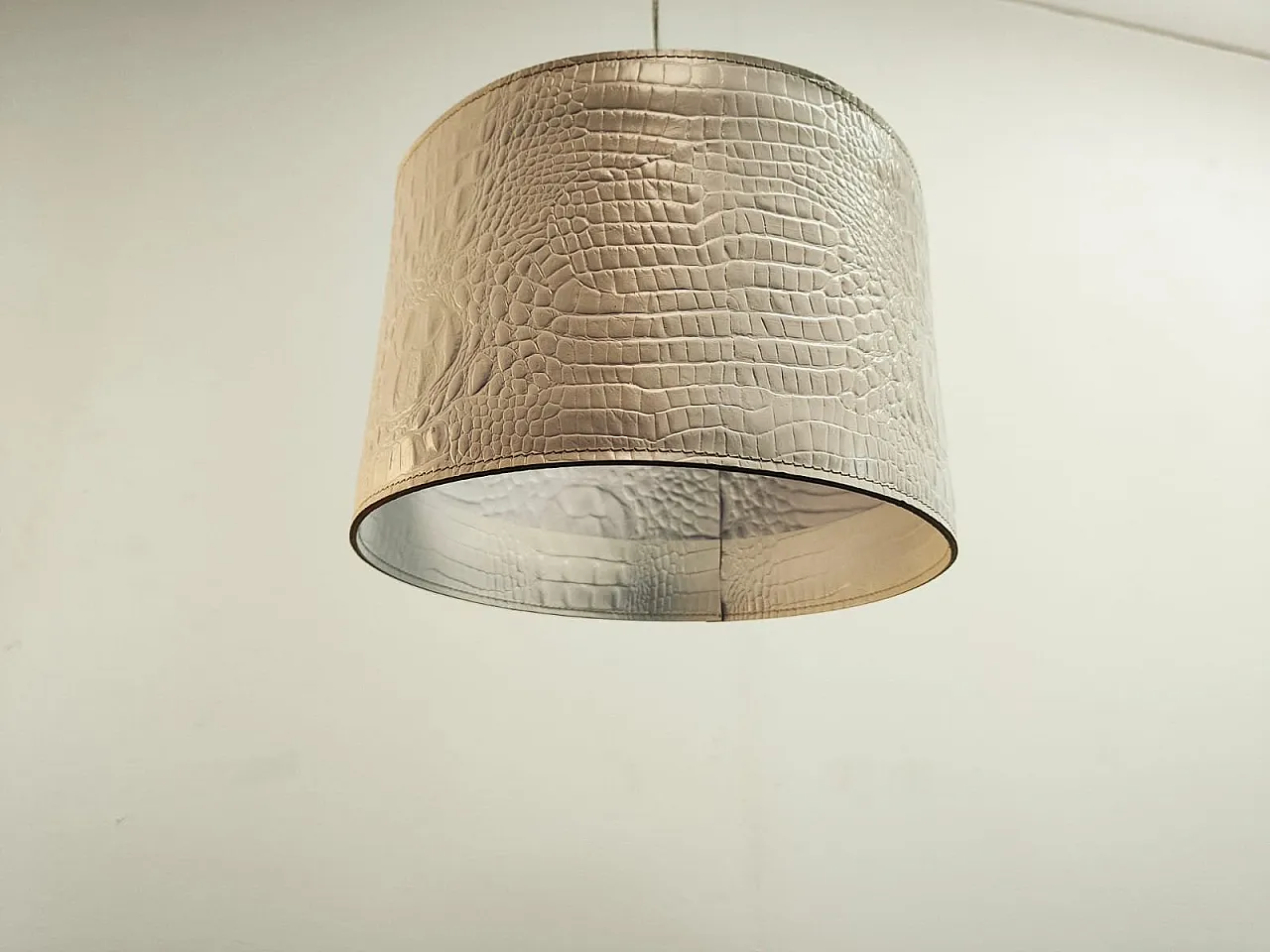 White leather pendant lamp, 1990s 8