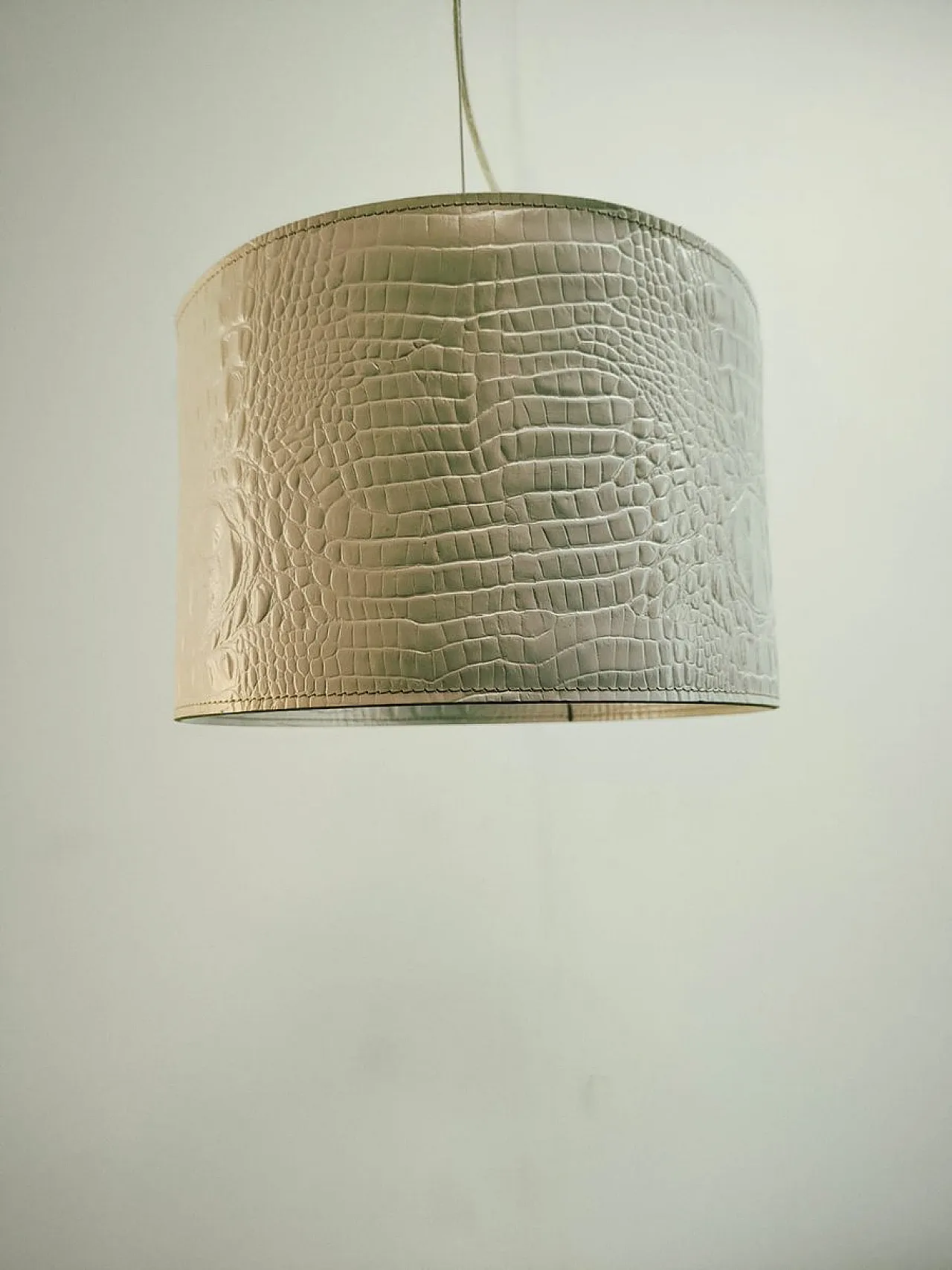 White leather pendant lamp, 1990s 12