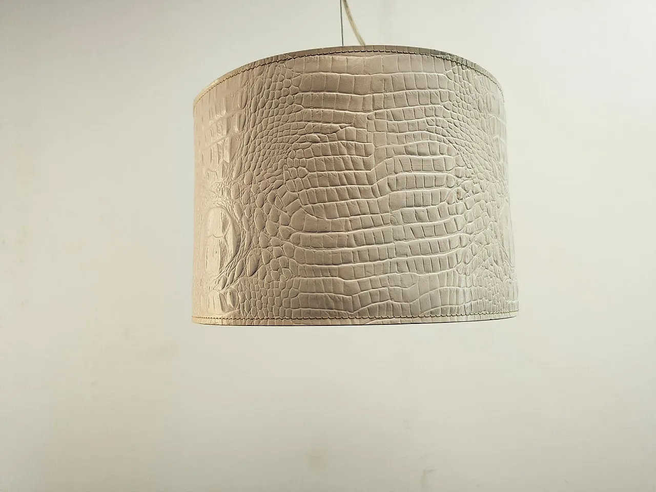 White leather pendant lamp, 1990s 14