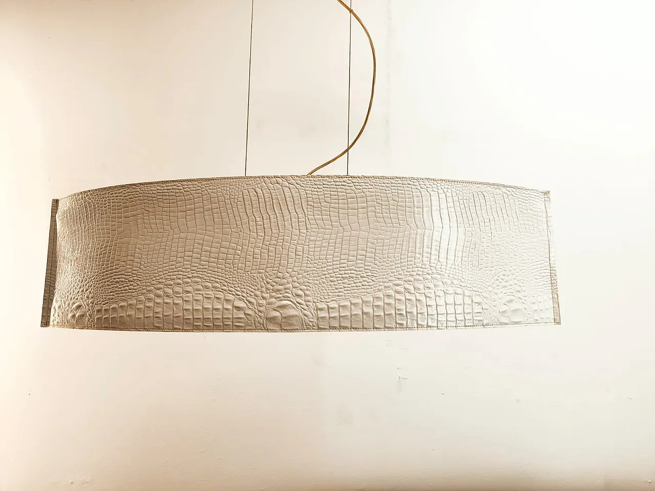 Oval leather pendant lamp, 1990s 4