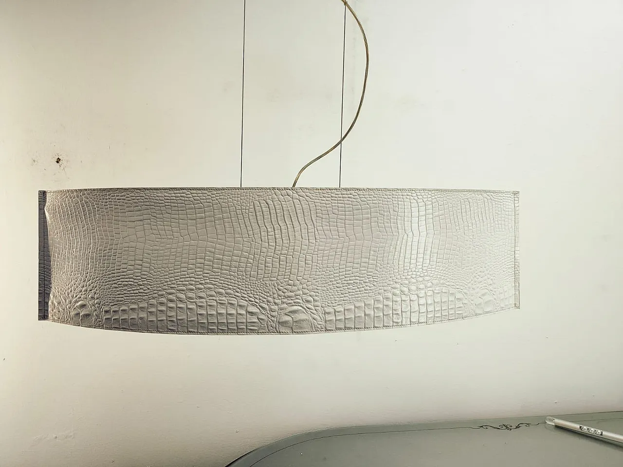 Oval leather pendant lamp, 1990s 5