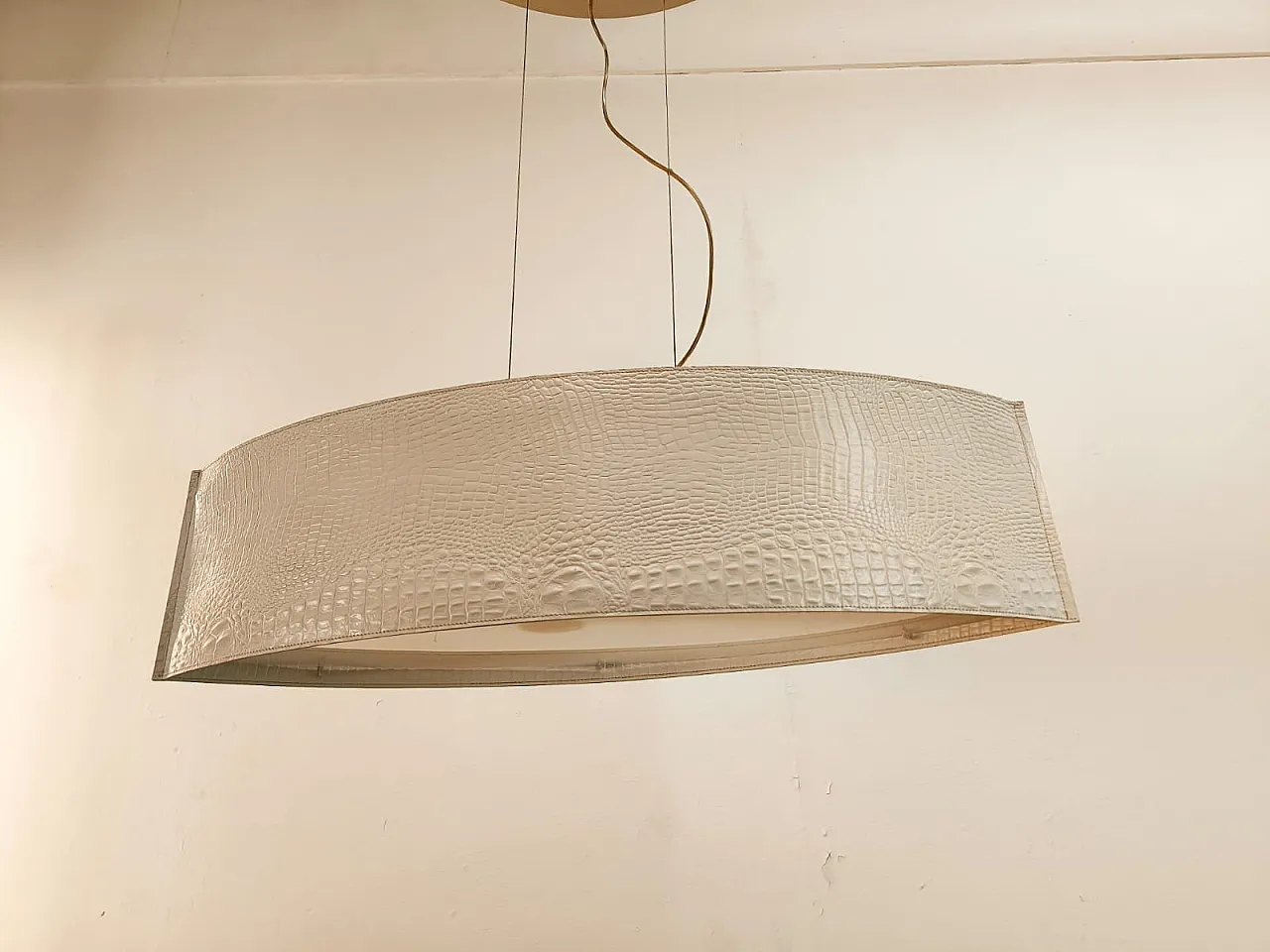 Oval leather pendant lamp, 1990s 10