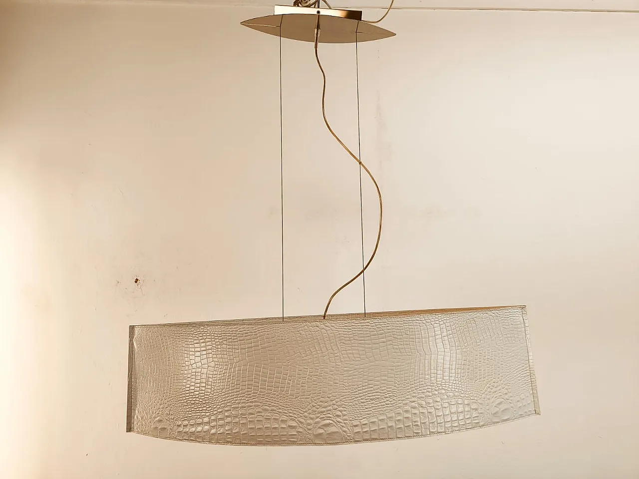 Oval leather pendant lamp, 1990s 13