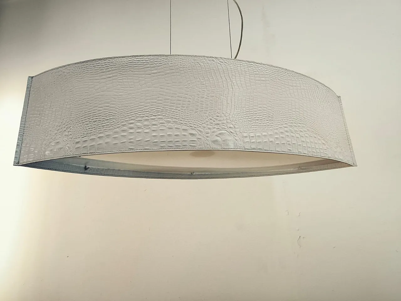 Oval leather pendant lamp, 1990s 14