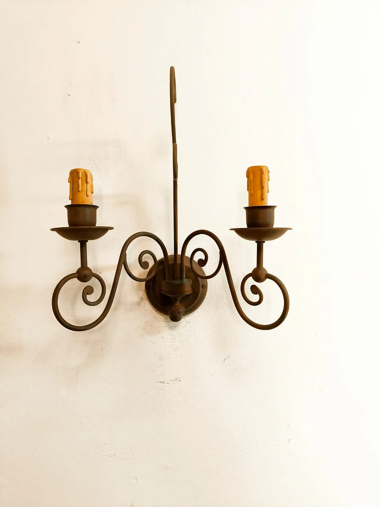 2 light wrought iron wall light, 1980s 1