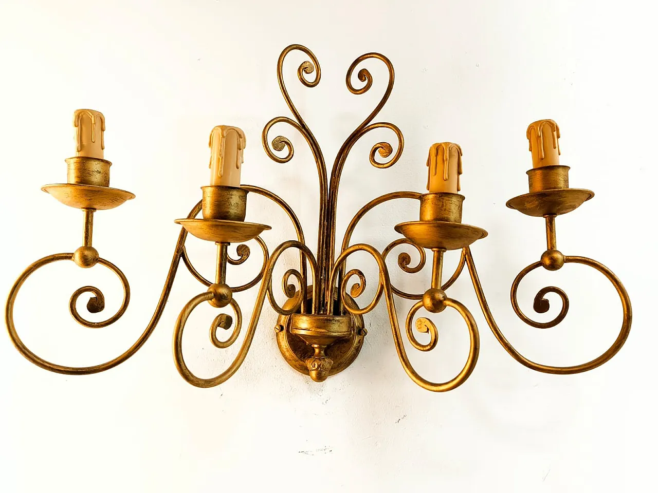 4-light wrought iron wall light, 1980s 5