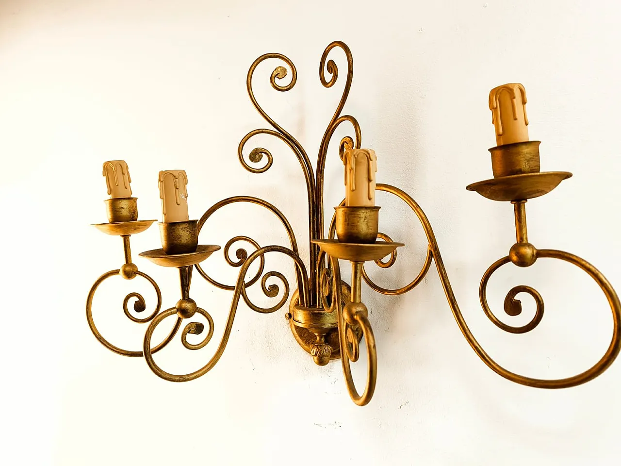 4-light wrought iron wall light, 1980s 6