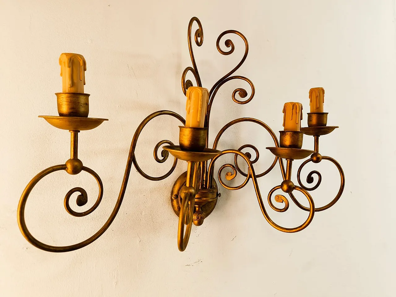 4-light wrought iron wall light, 1980s 7