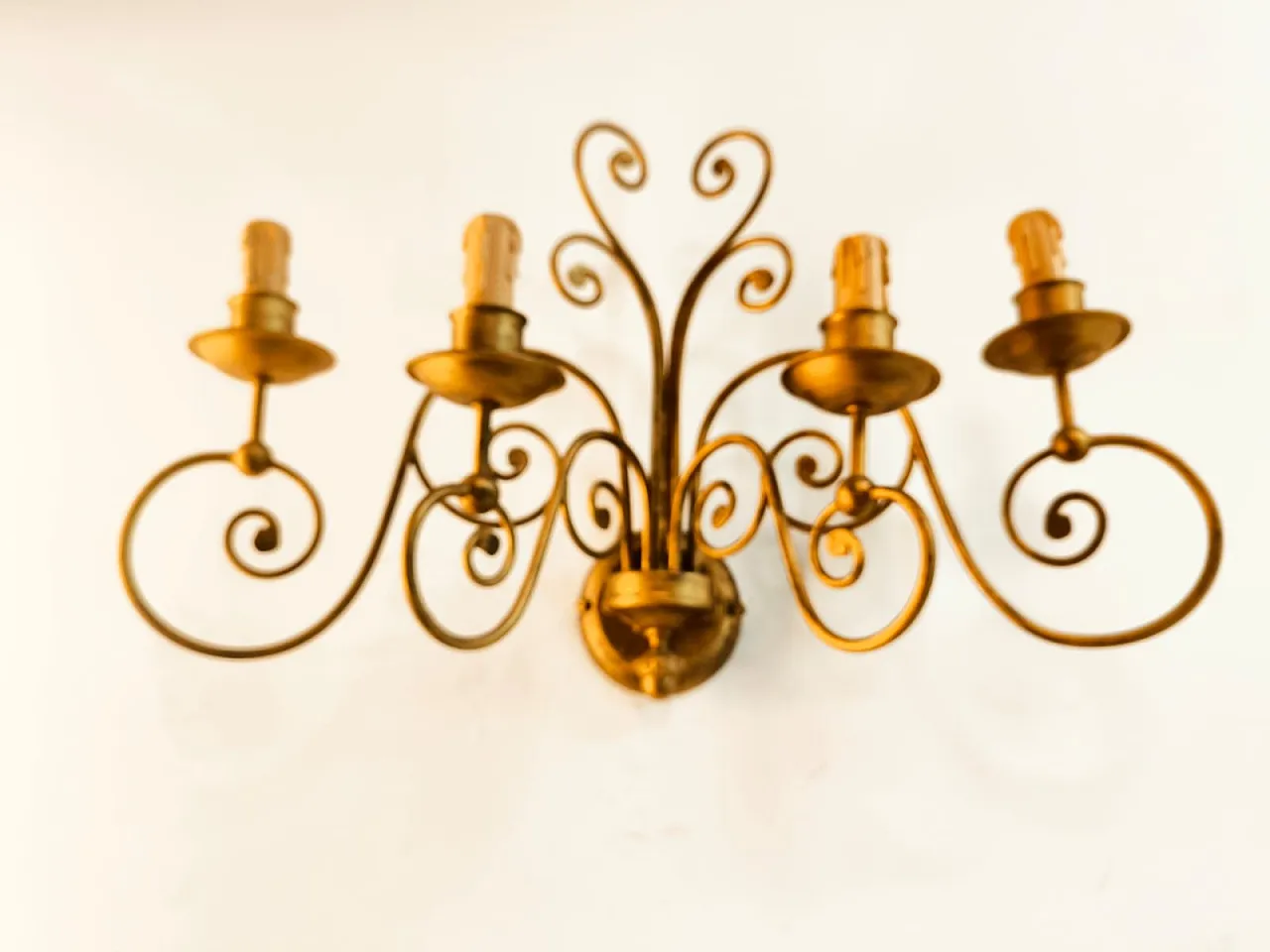 4-light wrought iron wall light, 1980s 8