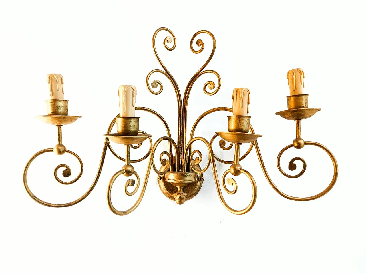 4-light wrought iron wall light, 1980s 9