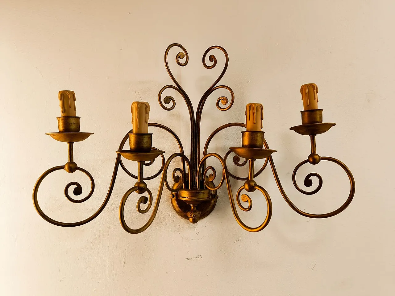 4-light wrought iron wall light, 1980s 10