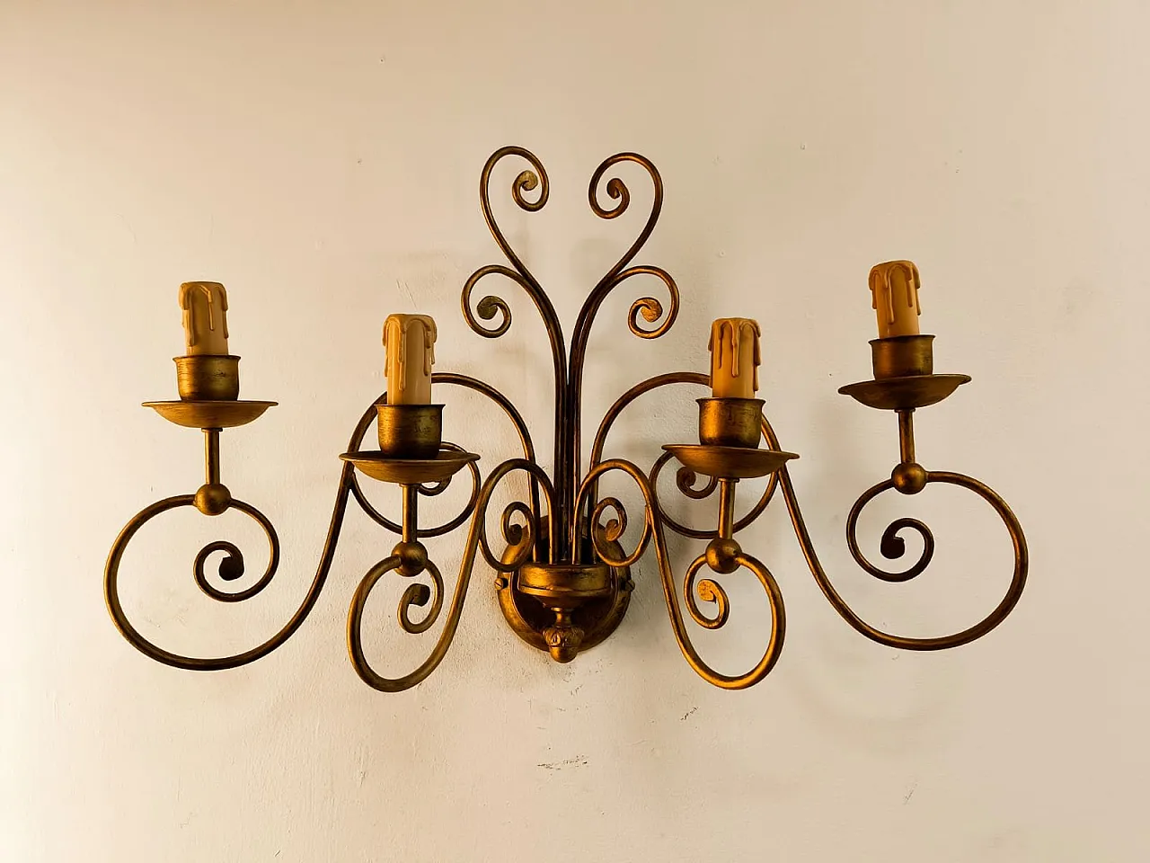 4-light wrought iron wall light, 1980s 11