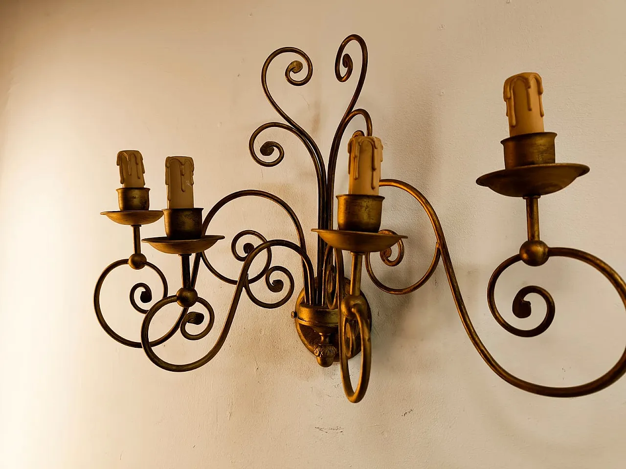 4-light wrought iron wall light, 1980s 12