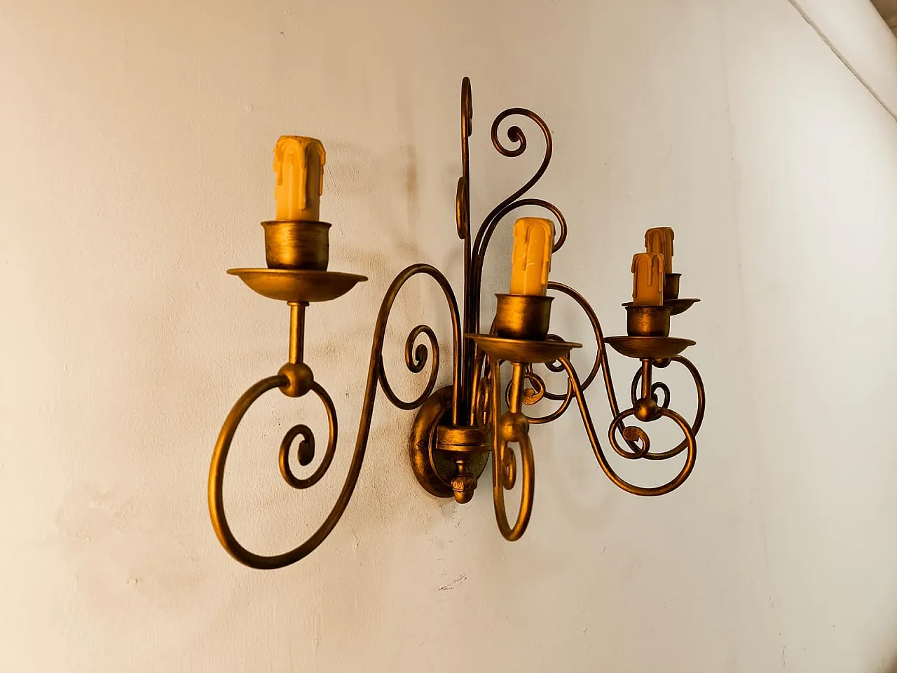 4-light wrought iron wall light, 1980s 13