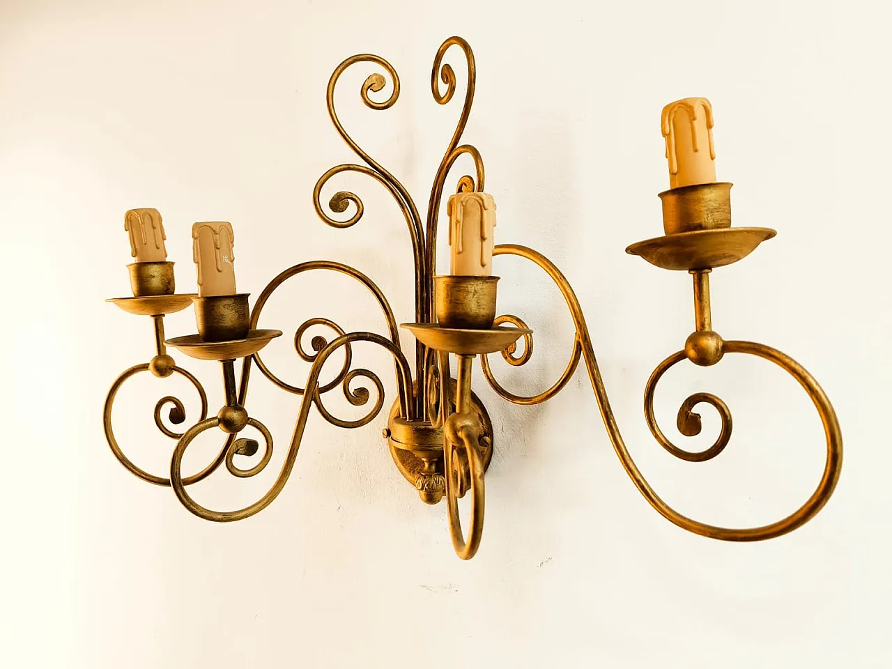 4-light wrought iron wall light, 1980s 14