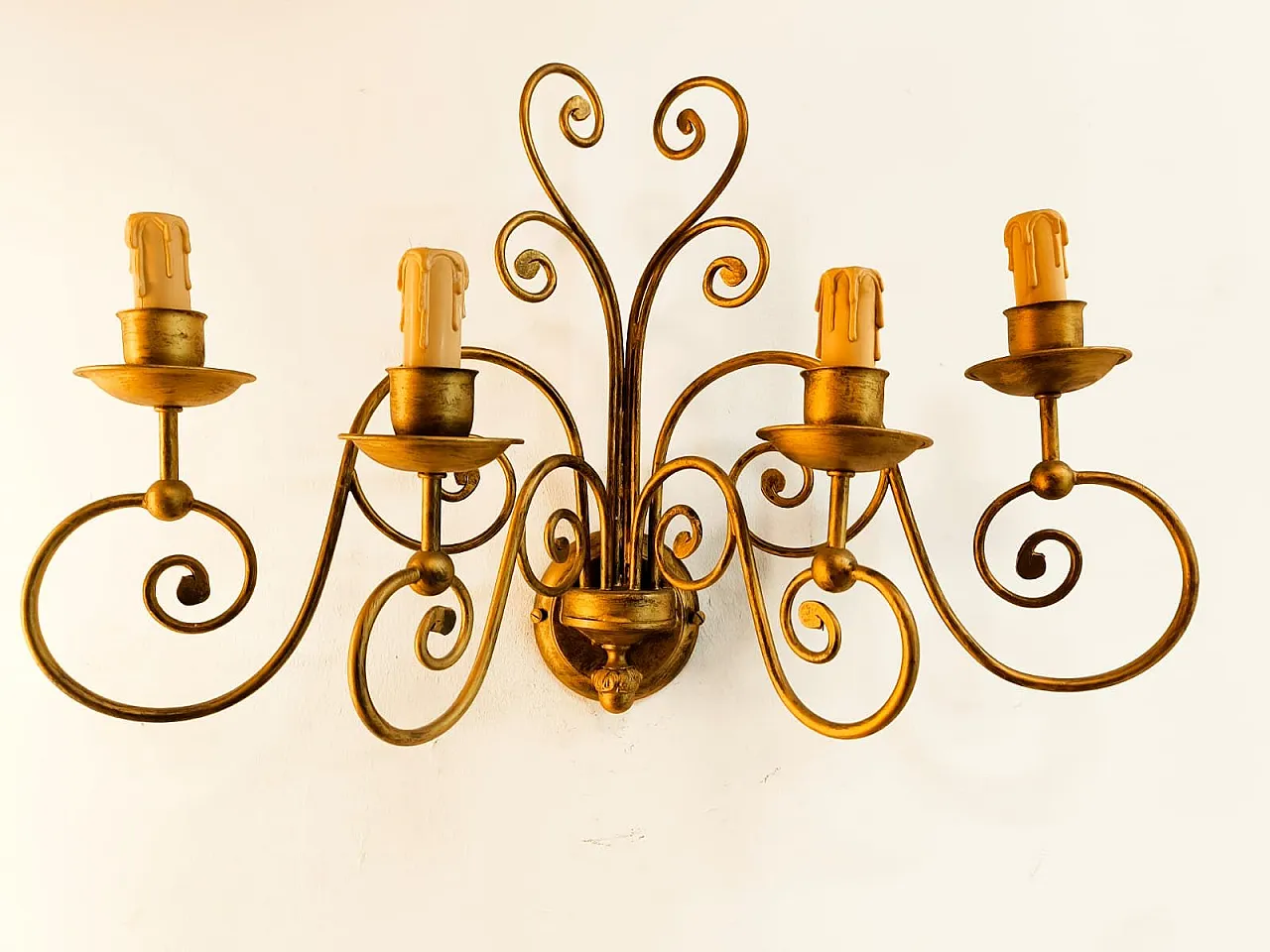 4-light wrought iron wall light, 1980s 15