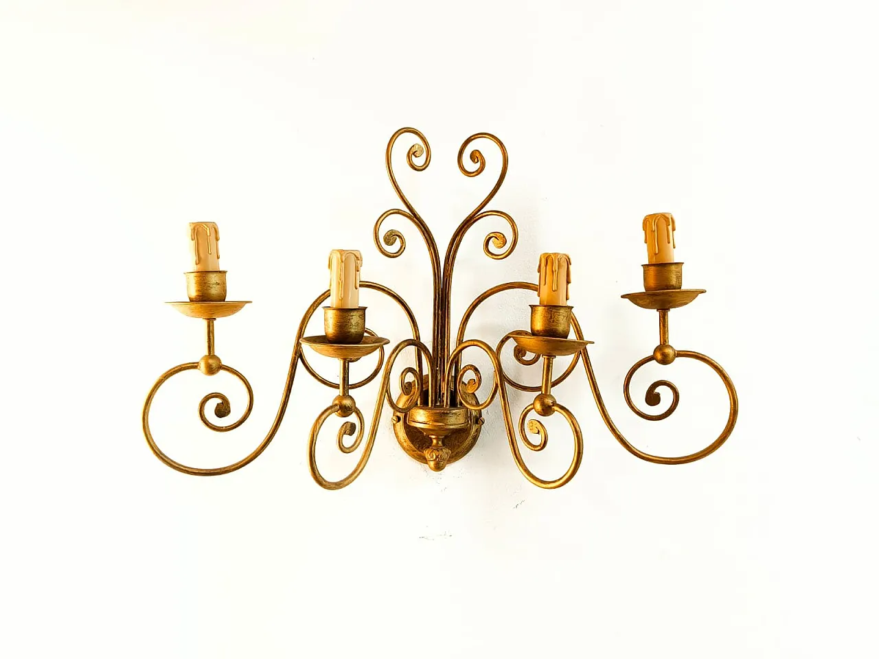 4-light wrought iron wall light, 1980s 17