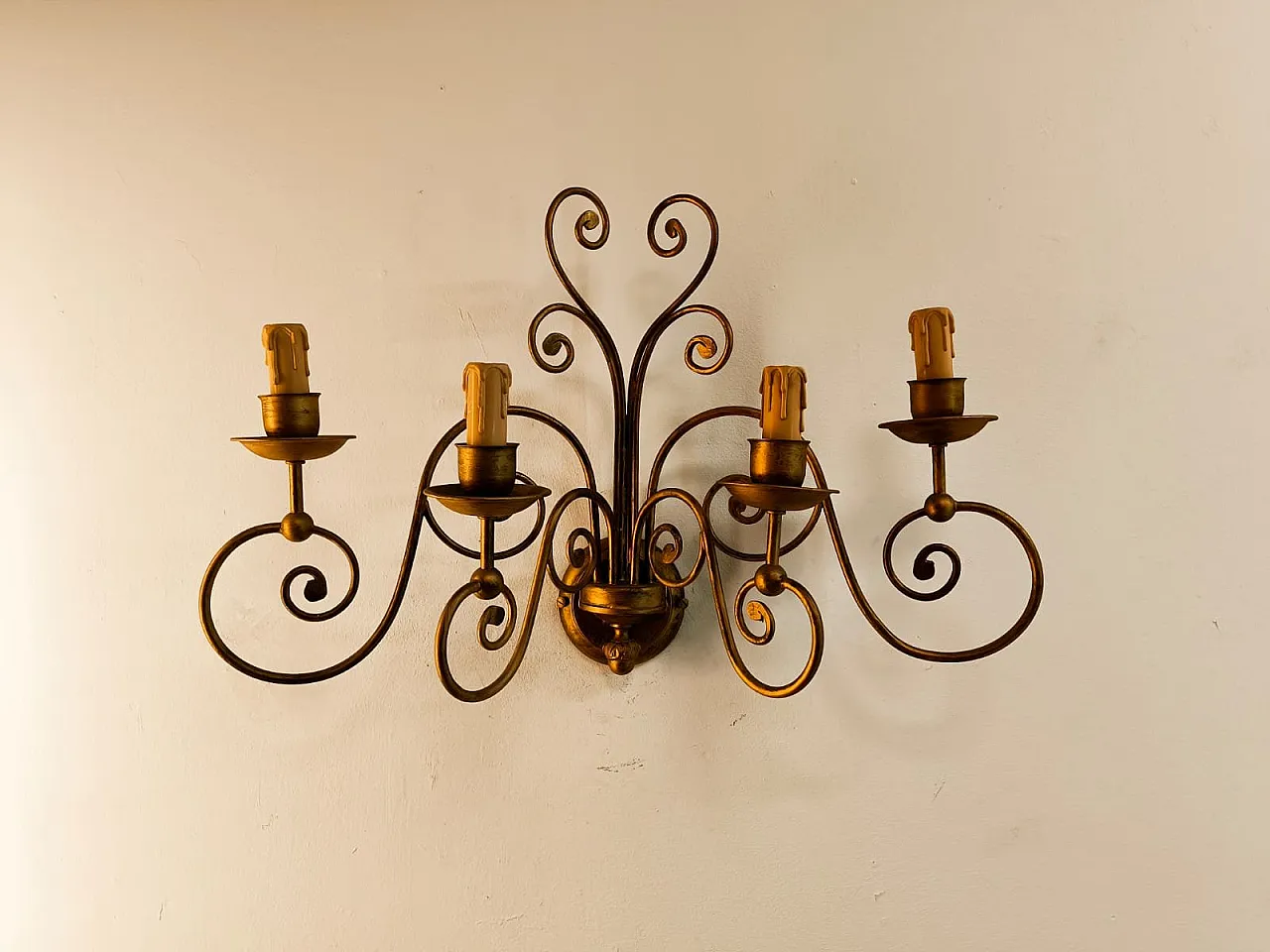 4-light wrought iron wall light, 1980s 18