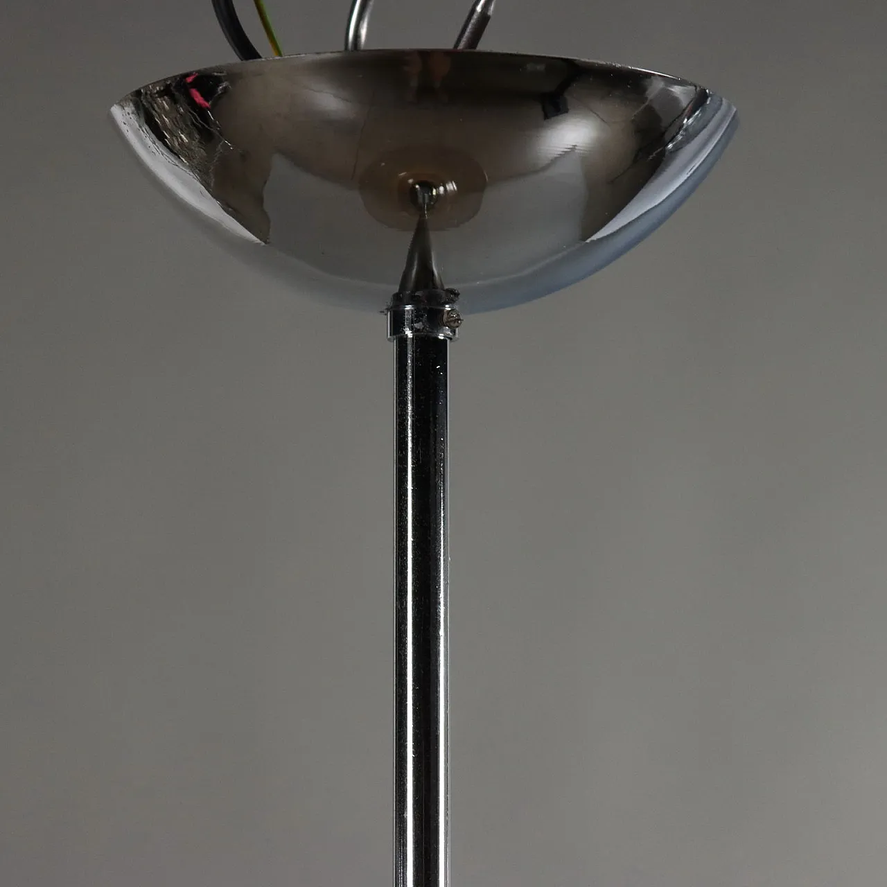 Chromed metal and glass ceiling lamp, 1970s 4