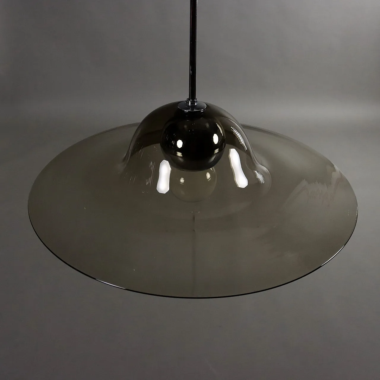 Chromed metal and glass ceiling lamp, 1970s 8