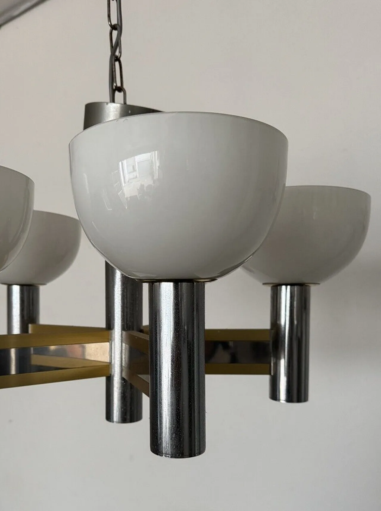 Geometric 5-light chandelier by Gaetano Sciolari, 1970s 4