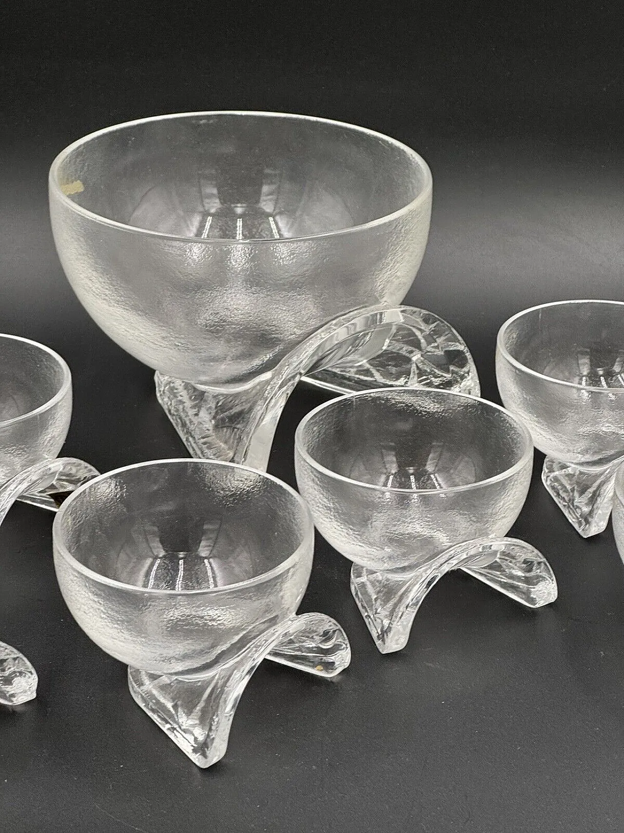 7 Crystal bowls by Taddei Sestini for Kristall Krisla, 1970s 5