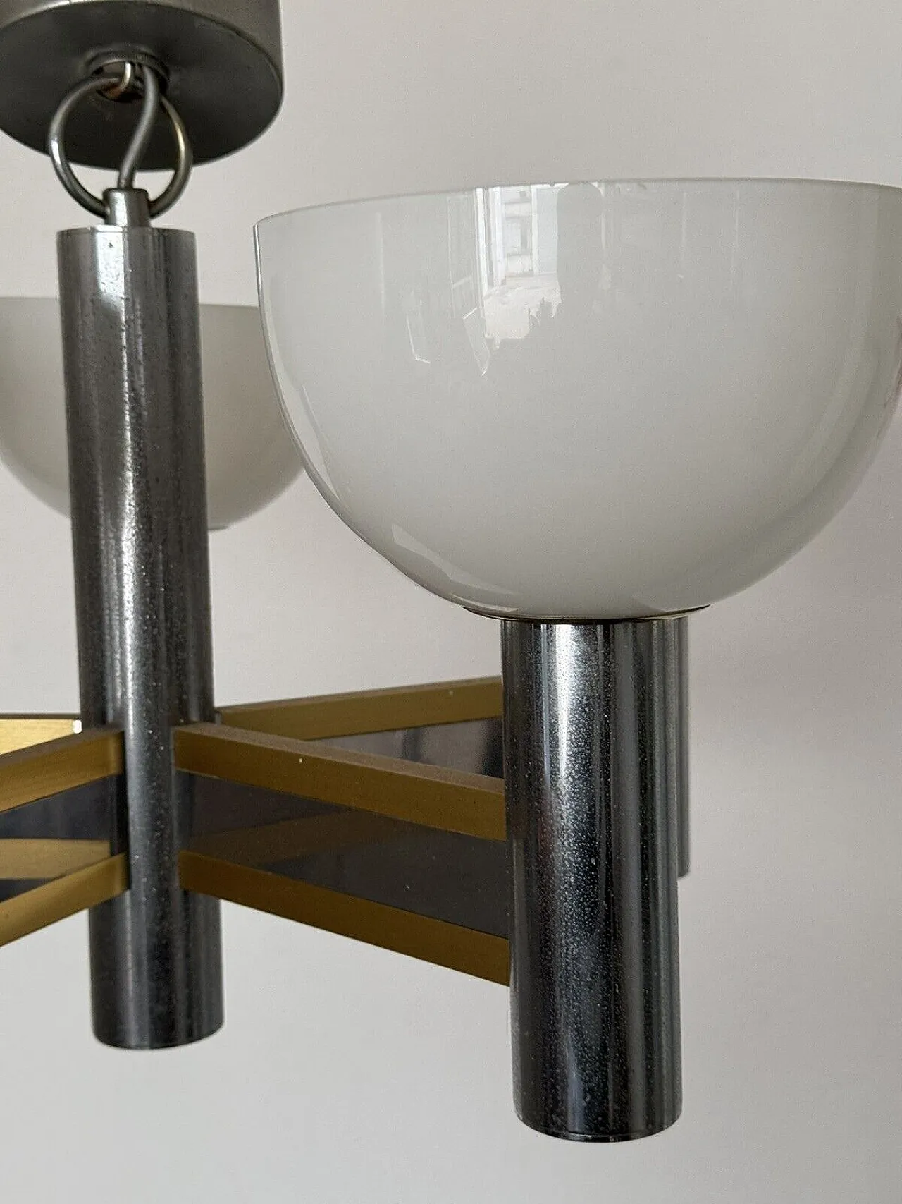 Geometric 5-light chandelier by Gaetano Sciolari, 1970s 8