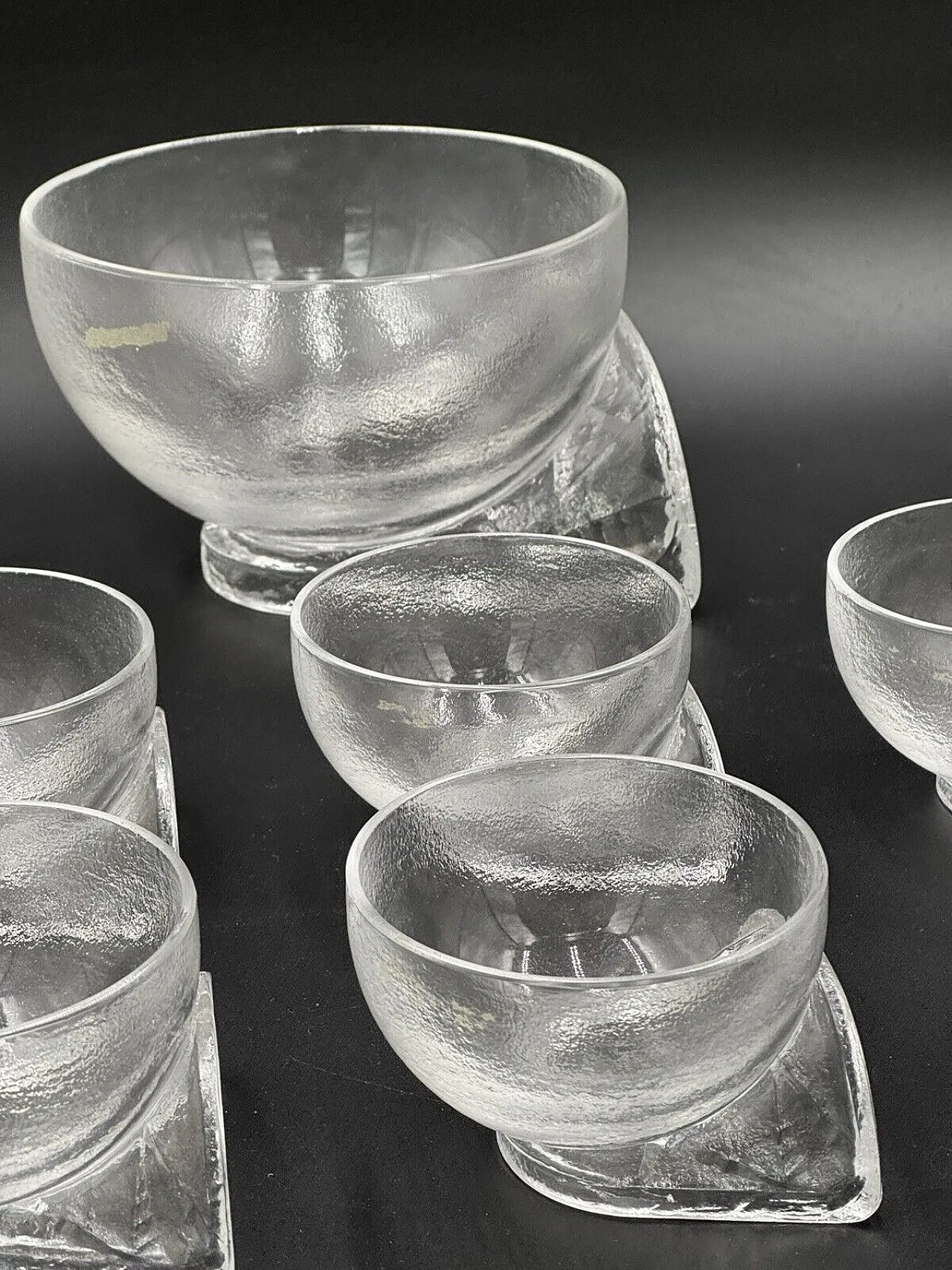 7 Crystal bowls by Taddei Sestini for Kristall Krisla, 1970s 9