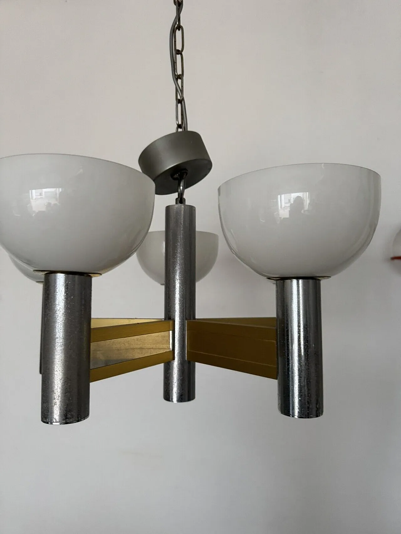 Geometric 5-light chandelier by Gaetano Sciolari, 1970s 10