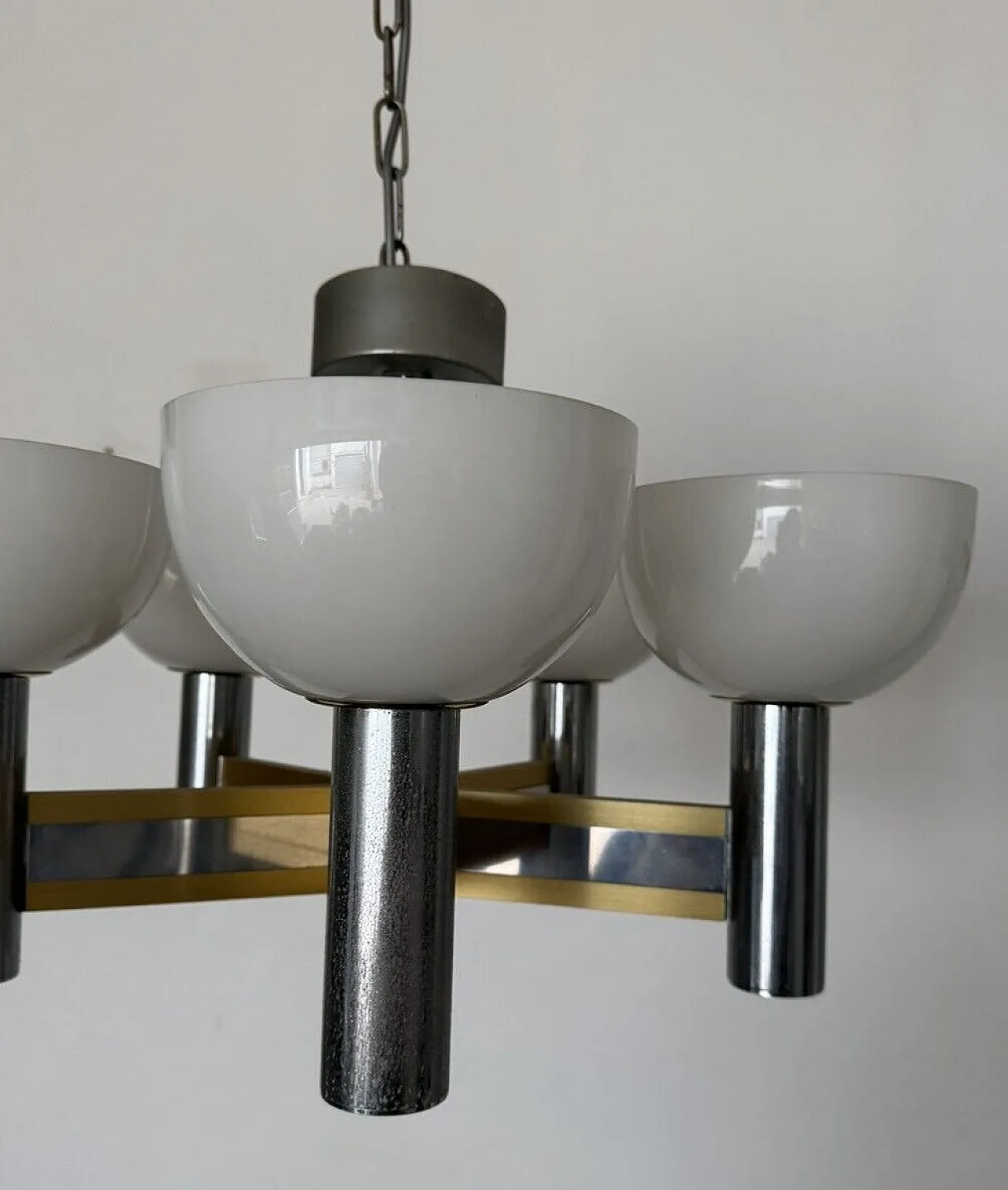 Geometric 5-light chandelier by Gaetano Sciolari, 1970s 12