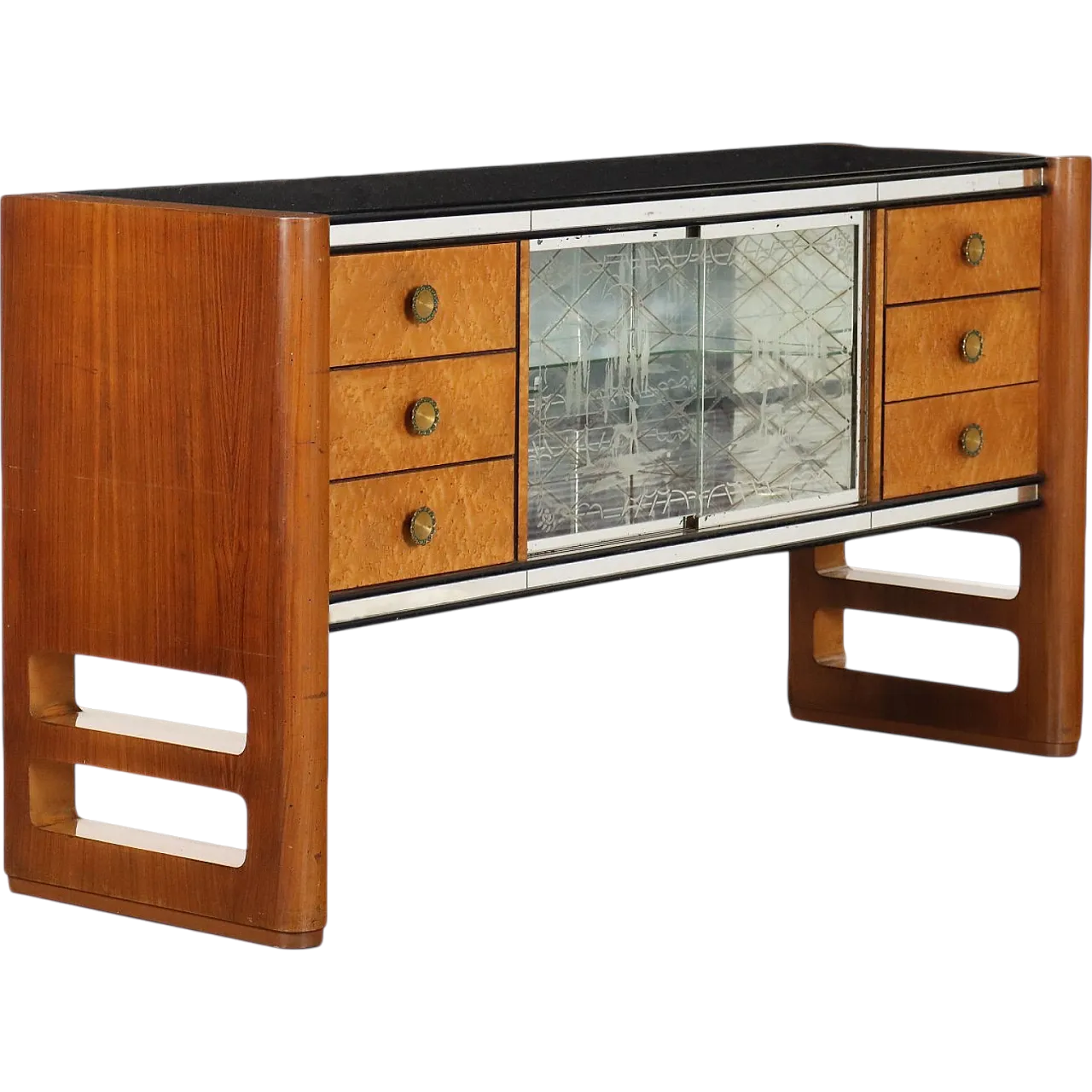 Bar Cabinet sideboard Palazzi dell'Arte Cantù in walnut & brass, 1940s 11