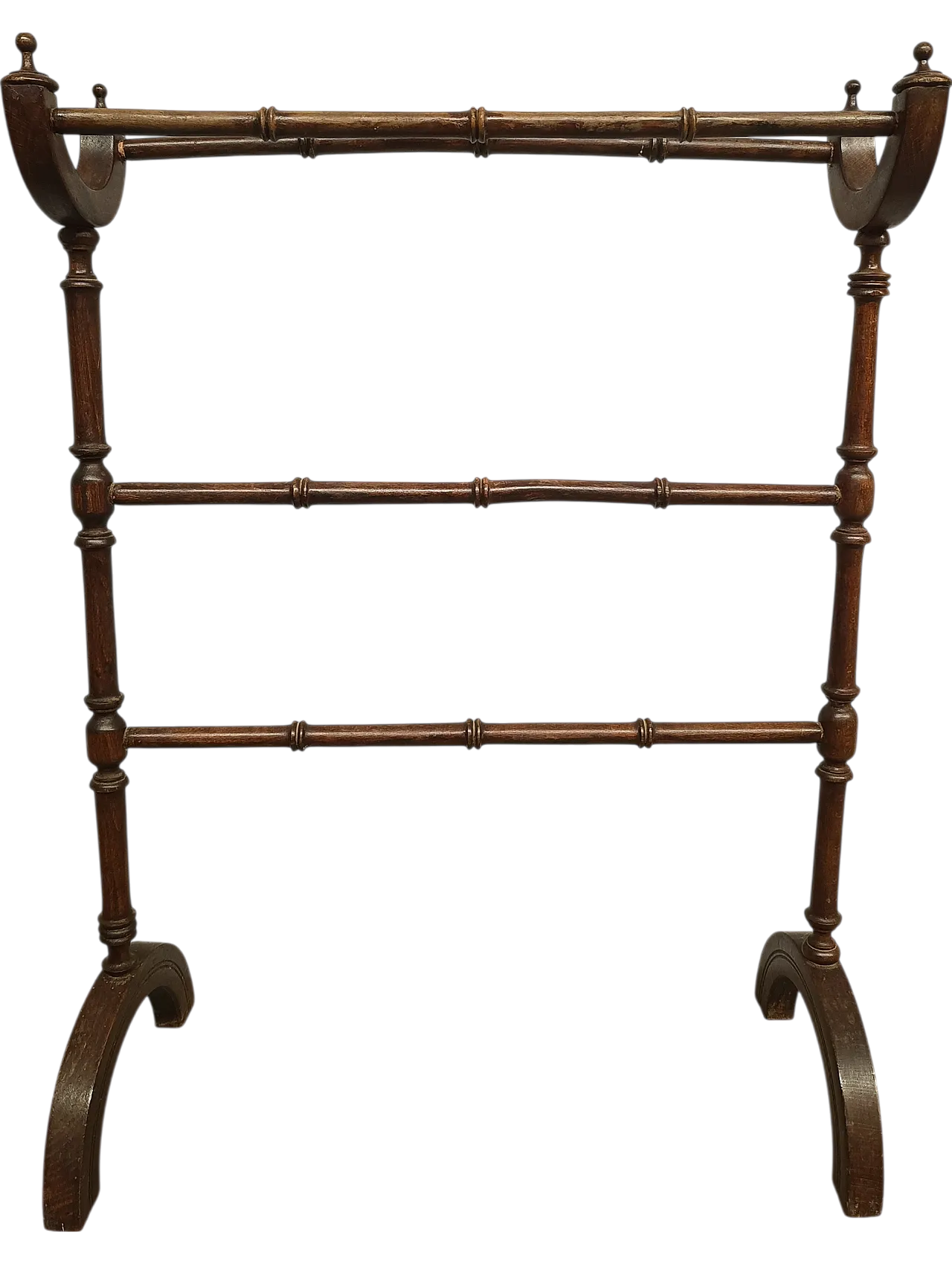 Antique walnut bamboo shaped towels holder, 19th century 8