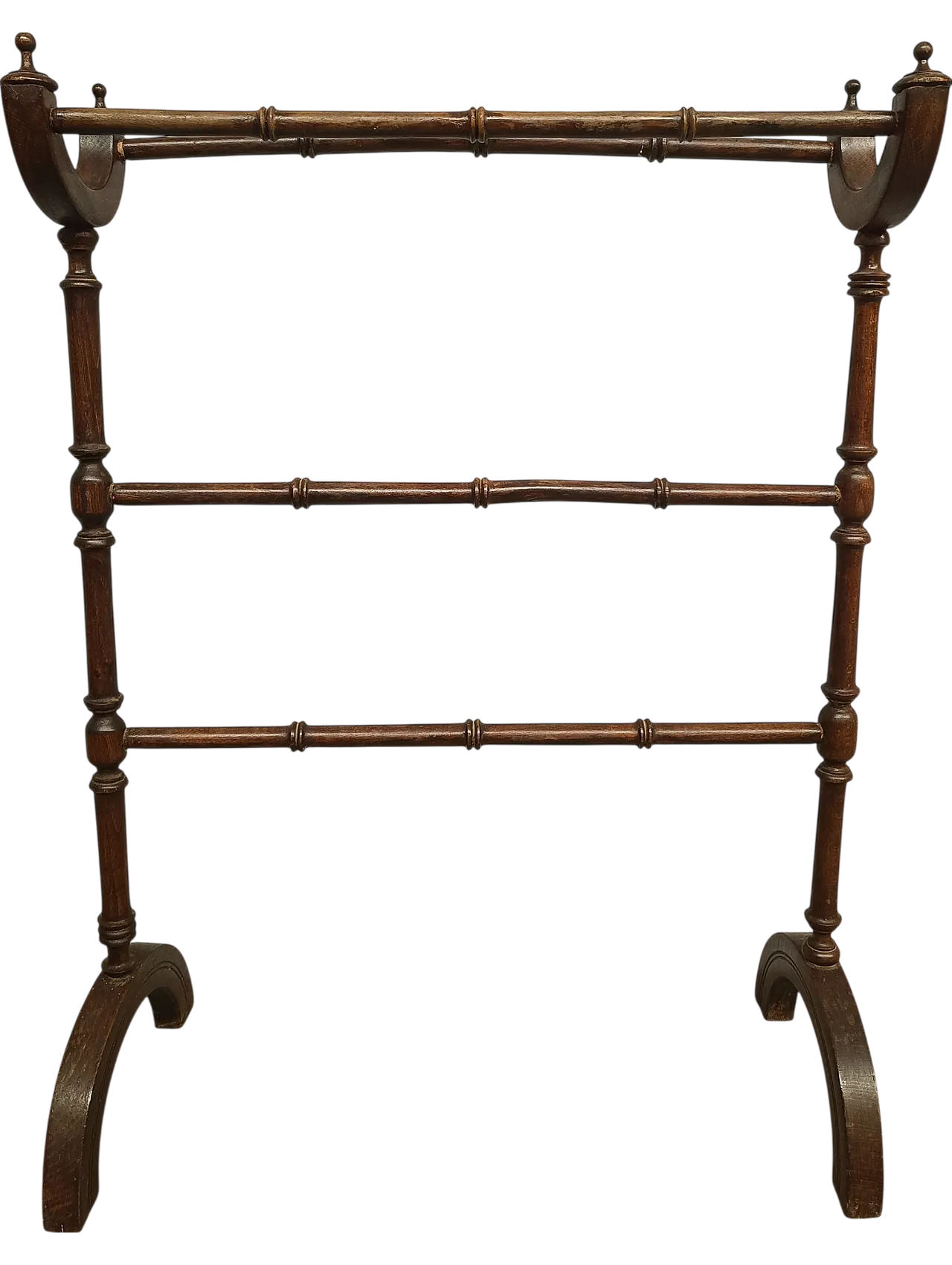 Antique walnut bamboo shaped towels holder, 19th century 9