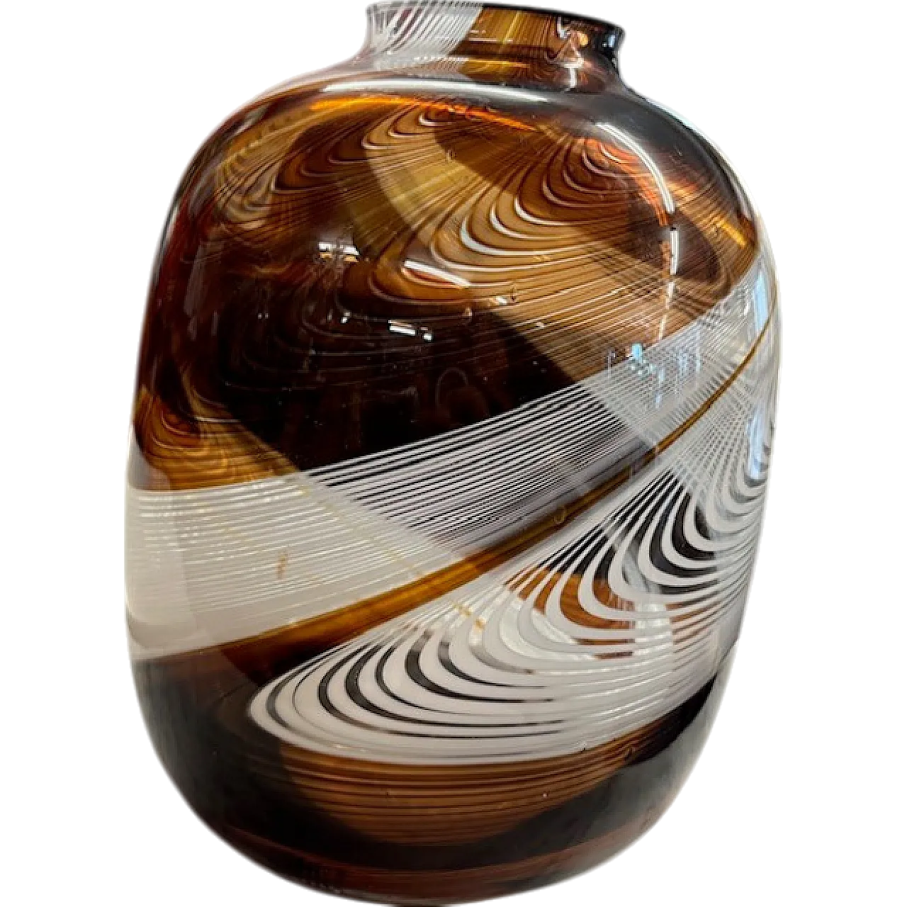 Carlo Moretti brown Murano glass vase, signed and dated 1977 13