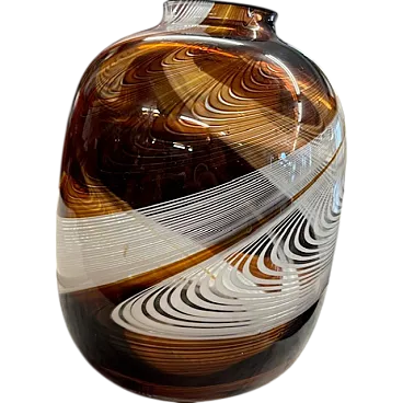 Carlo Moretti brown Murano glass vase, signed and dated 1977