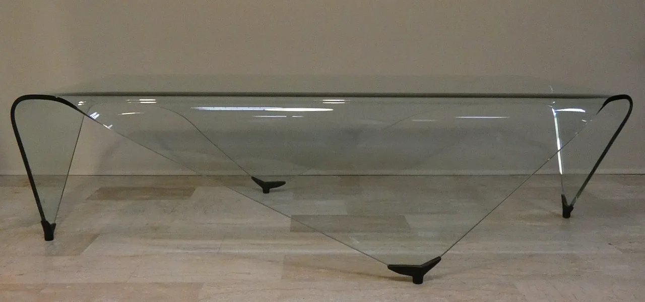 Hanki Coffee Table in Curved and Ground Glass from Rimadesio, Italy, 1970s 1